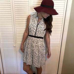 Kensie White Dress with Black Polka Dots